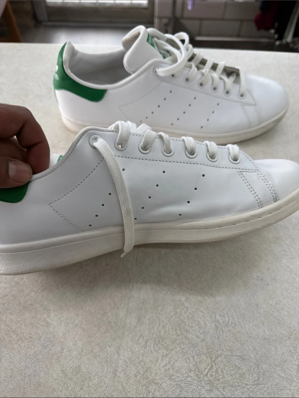 adidas White & Green Stan Smith Men’s Leather Sneakers